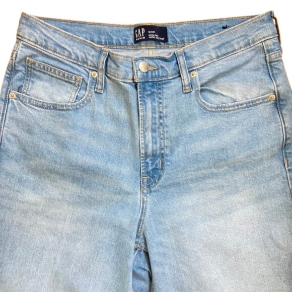 Gap Jeans High-Rise Wide Leg Cropped Fringed Hem Light Med. Wash, size 12/31 - Picture 3 of 12